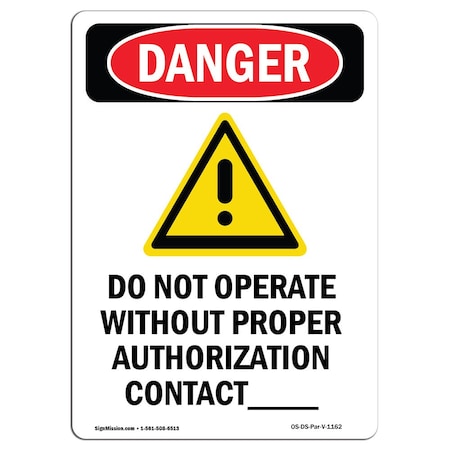 OSHA Danger Sign, Do Not Operate W/O, 5in X 3.5in Decal